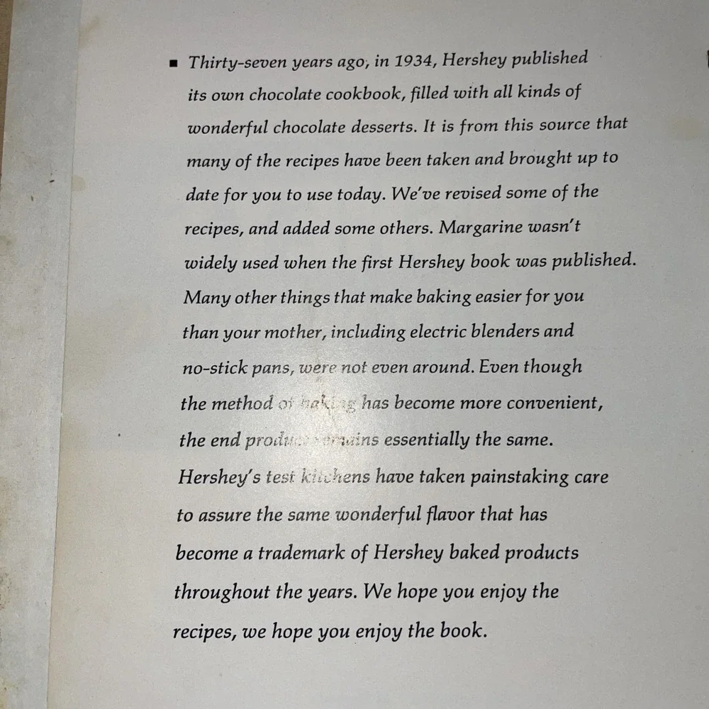 Hershey's 1934 Cookbook Revised 1971 Edition Spiral Bound 10th print Hardcover
